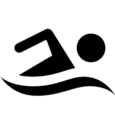 swimmer in black and white outline